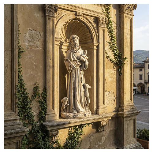 Statue Heiliger Franziskus mit Tieren – für Außenbereich 50 cm, Resin in heller Steinoptik 2