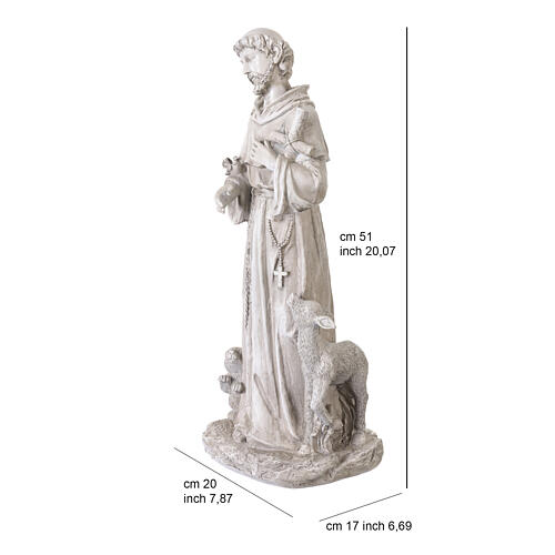 Statue Heiliger Franziskus mit Tieren – für Außenbereich 50 cm, Resin in heller Steinoptik 3