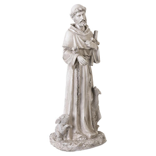 Statue Heiliger Franziskus mit Tieren – für Außenbereich 50 cm, Resin in heller Steinoptik 6