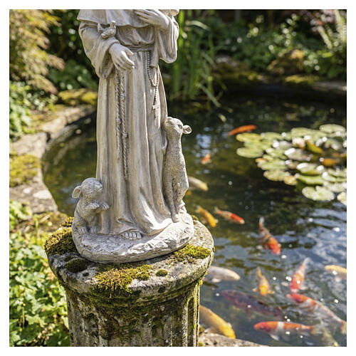 Statua San Francesco con animali da esterno 50 cm in resina chiara 7