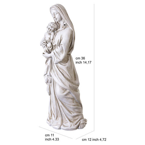 Estátua Nossa Senhora com o Menino para exterior 40 cm em resina clara 3