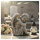Statue Cherub-Engel – für Außenbereich 35 cm, Resin in heller Steinoptik s2
