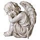 Statua angelo cherubino da esterno 35 cm effetto pietra chiara s4