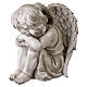 Figura anioł  - cherubin siedzący, z efektem jasnego kamienia, do użytku zewnętrznego, 35 cm s5