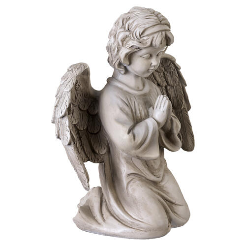 Kneeling cherub outdoor statue in patinated stone-effect resin, 40 cm 4
