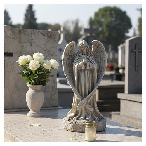 Outdoor praying angel, 16 in, natural finish resin 2