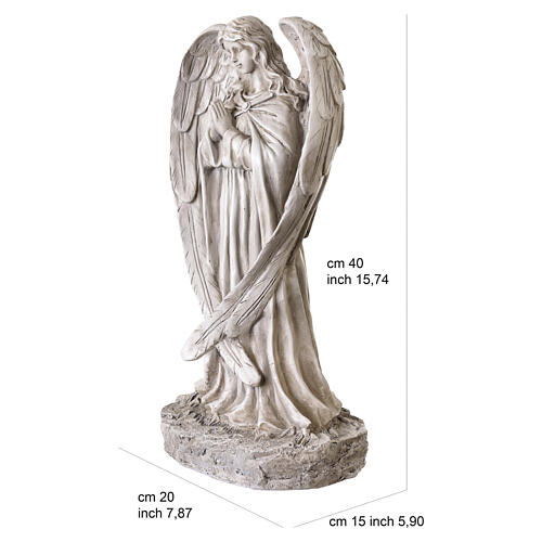 Figura anioła modlącego się – żywica, naturalne wykończenie, do użytku zewnętrznego, 40 cm 3