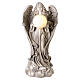 Statua angelo da esterno con sfera luce solare 55 cm resina effetto pietra s1