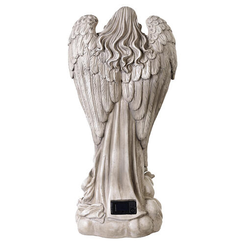 Outdoor angel statue with solar light sphere, 55 cm, stone-effect resin 6