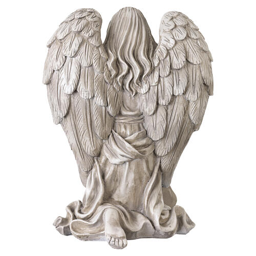 Outdoor praying angel statue, 20 in, light-coloured resin 9