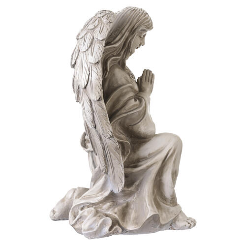 Estatua ángel en oración para exterior 50 cm de resina clara 8