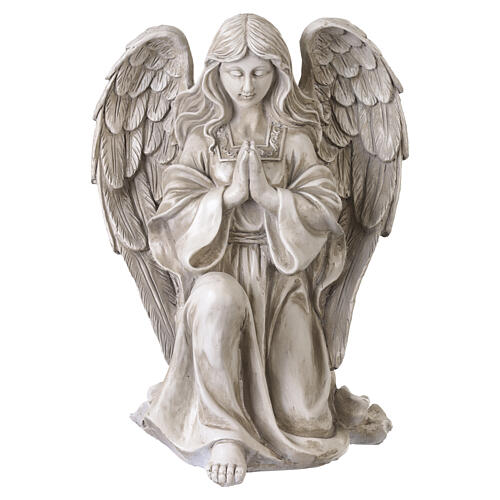 Estátua anjo em oração para exterior 50 cm em resina clara 2