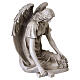 Statue kniender Engel mit Kreuz und Blumen – für Außenbereich 40 cm, Resin in antiker Steinoptik s4