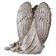 Outdoor Kneeling Angel with Cross and Flowers, 40 cm, Antique Finish s5