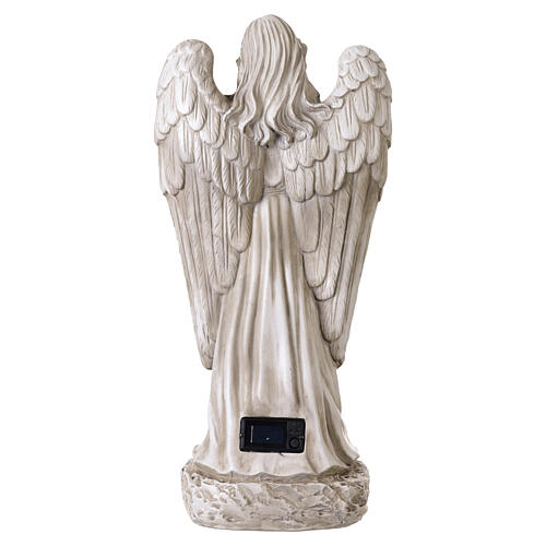 Statue Engel mit Rosen und Solarbeleuchtung – für Außenbereich 50 cm, Resin in elfenbeinfarbener Ausführung 8