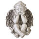 Statue sitzender Cherub-Engel – für Außenbereich 30 cm, Resin in heller Ausführung s1