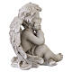 Statue sitzender Cherub-Engel – für Außenbereich 30 cm, Resin in heller Ausführung s7
