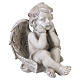 Statua cherubino seduto da esterno 30 cm in resina chiara s5
