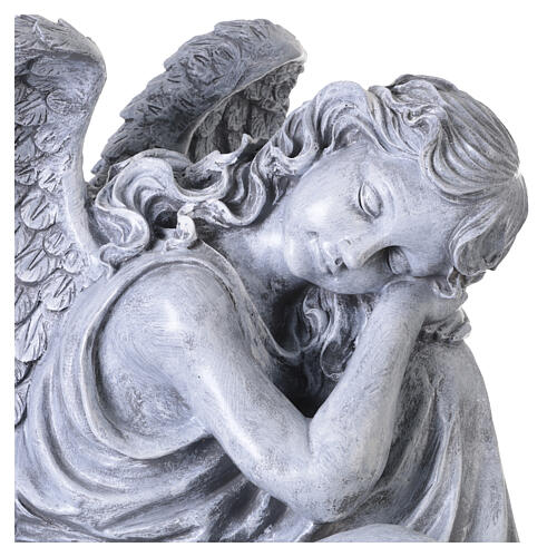 Statue ange endormi pour extérieur 50x65 cm effet pierre grise finition antique 4