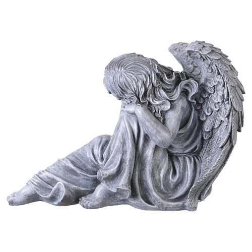 Statue ange endormi pour extérieur 50x65 cm effet pierre grise finition antique 6