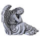 Statue ange endormi pour extérieur 50x65 cm effet pierre grise finition antique s1