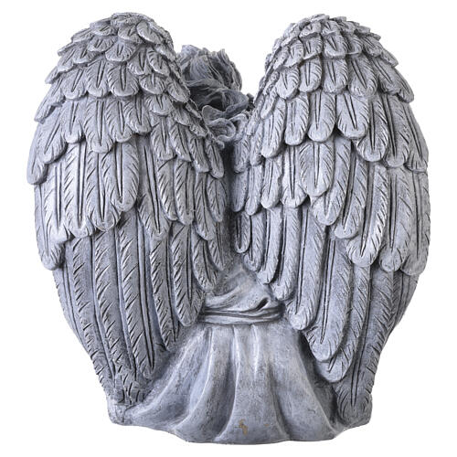 Figura śpiącego anioła – żywica z efektem szarego kamienia, wykończenie postarzane, do użytku zewnętrznego, ok. 50 × 65 cm 8