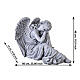Estátua anjo adormecido para exterior 50x65 cm em resina efeito pedra cinzenta s3