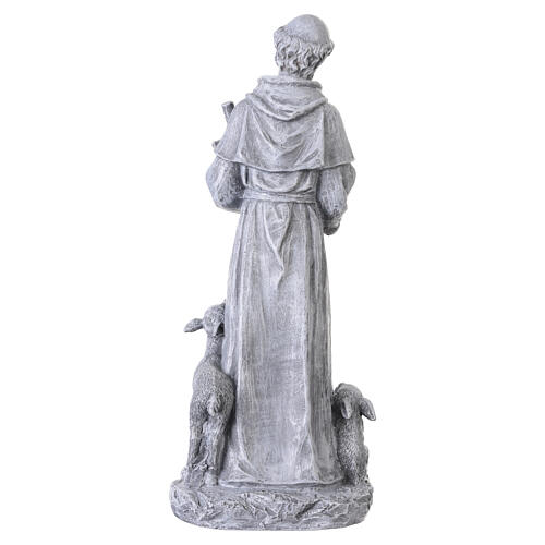 Statue Saint François d'Assise 50 cm pour extérieur en résine foncée, finition vieillie 8