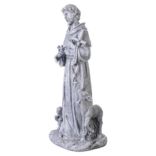 Statua San Francesco da esterno 50 cm in resina effetto pietra grigia 5
