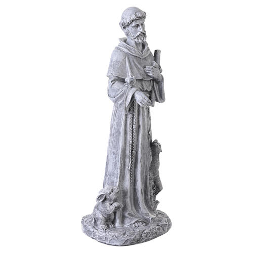 Statua San Francesco da esterno 50 cm in resina effetto pietra grigia 6