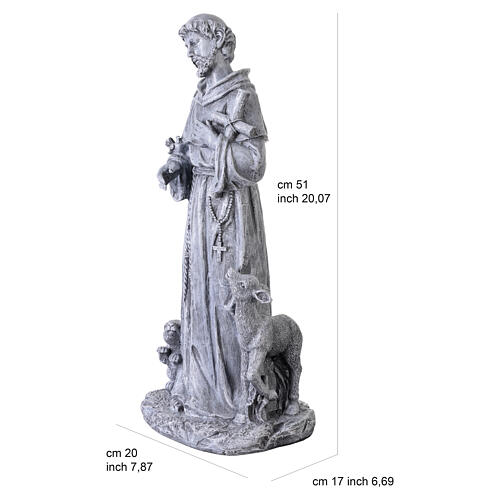Estátua de São Francisco 50 cm em resina escura acabamento antigo para exterior 3