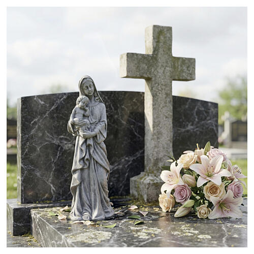 Statue Gottesmutter mit Kind – für Außenbereich 40 cm, Resin in Steinoptik 2