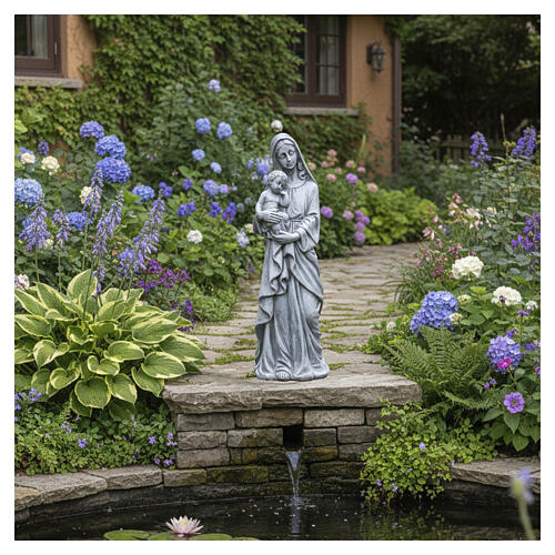 Statue Gottesmutter mit Kind – für Außenbereich 40 cm, Resin in Steinoptik 4