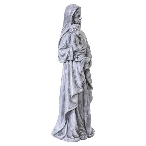 Outdoor statue of the Virgin with Child, 16 in, stone-effect resin 5