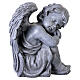 Kneeling cherub outdoor statue in resin, 14 in, grey stone-effect, antique finish s1