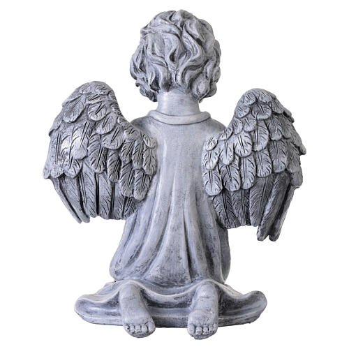 Kneeling outdoor praying angel statue in stone-effect resin, 16 in, antique finish 6