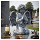 Kneeling outdoor praying angel statue in stone-effect resin, 16 in, antique finish s2