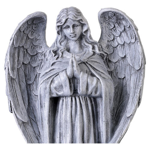 Outdoor praying angel statue in stone-effect resin, antique finish, 16 in 4