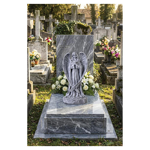 Outdoor Praying Angel Statue in Stone-Effect Resin, 40 cm 2