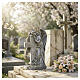 Outdoor angel statue with cross, 12 in, antique stone-effect resin s4