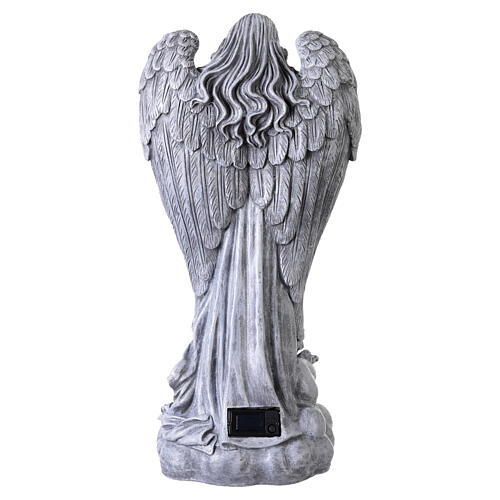 Statue Engel mit LED-Solarleuchtkugel – für Außenbereich 55 cm, Resin in Steinoptik 6