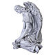 Statue kniender Engel mit Kreuz und Blumen – für Außenbereich 40 cm, Resin in Steinoptik s5