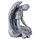 Kneeling outdoor angel with cross and flowers, 16 in, stone-effect resin s4
