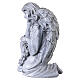 Statue kniender Engel mit Blumenkranz – für Außenbereich 30 cm, Resin in grauer Steinoptik s6