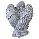 Outdoor Angel Statue with Flower Garland in Gray Stone-Effect Resin, 30 cm s7