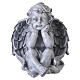Statue sitzender Cherub-Engel – für Außenbereich 30 cm, Resin in grauer Steinoptik s1