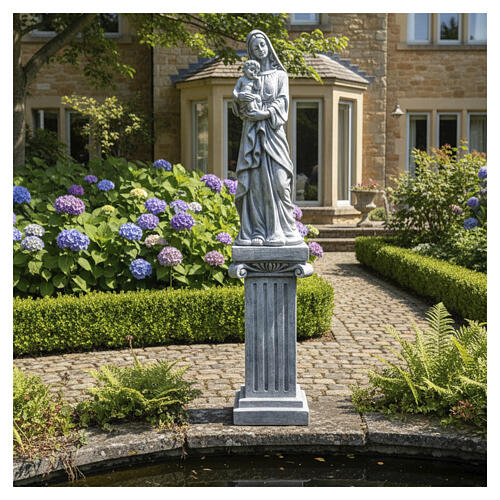 16-inch outdoor statue base in dark resin, antique finish 2