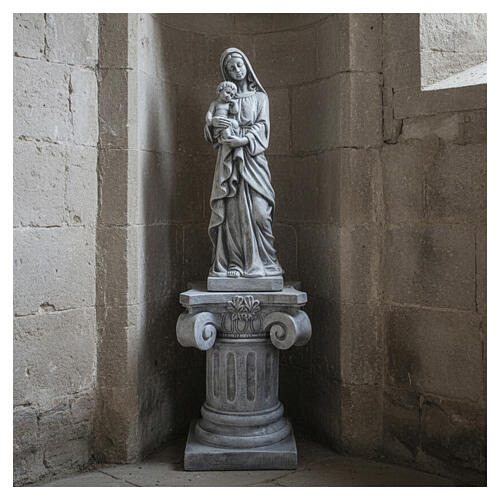 Base em coluna para estátua de exterior 30 cm em resina efeito pedra escura 2