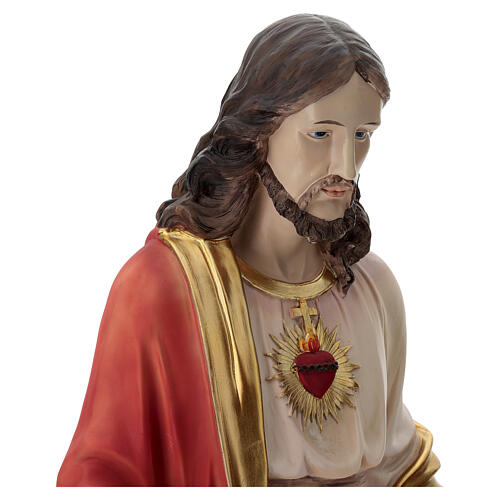 Sacred Heart colored resin statue, 100x30x30 cm 6