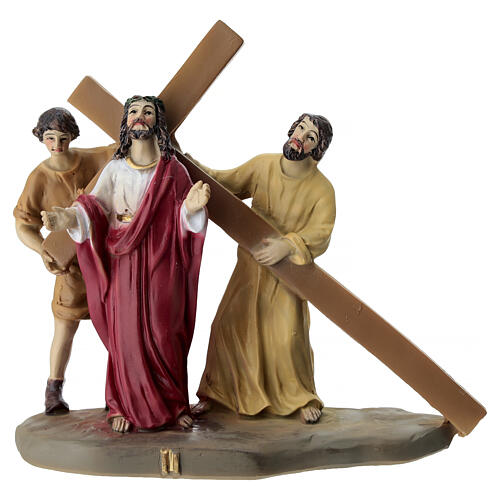 Way of the Cross, 14 stations for 15 cm Easter Creche, coloured resin 3